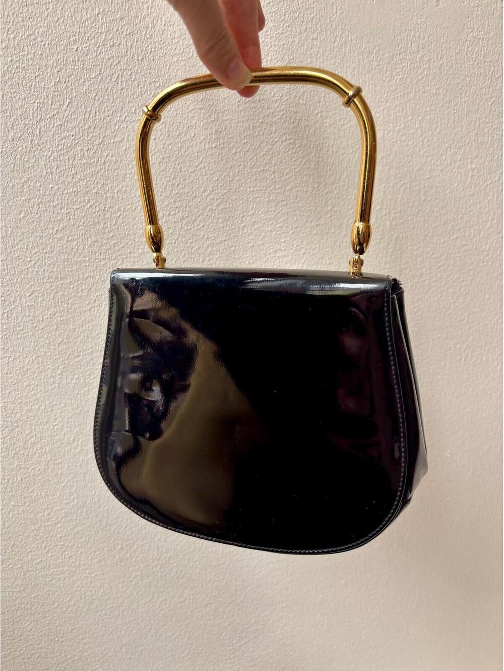 Vintage 1960s Black Patent Handbag